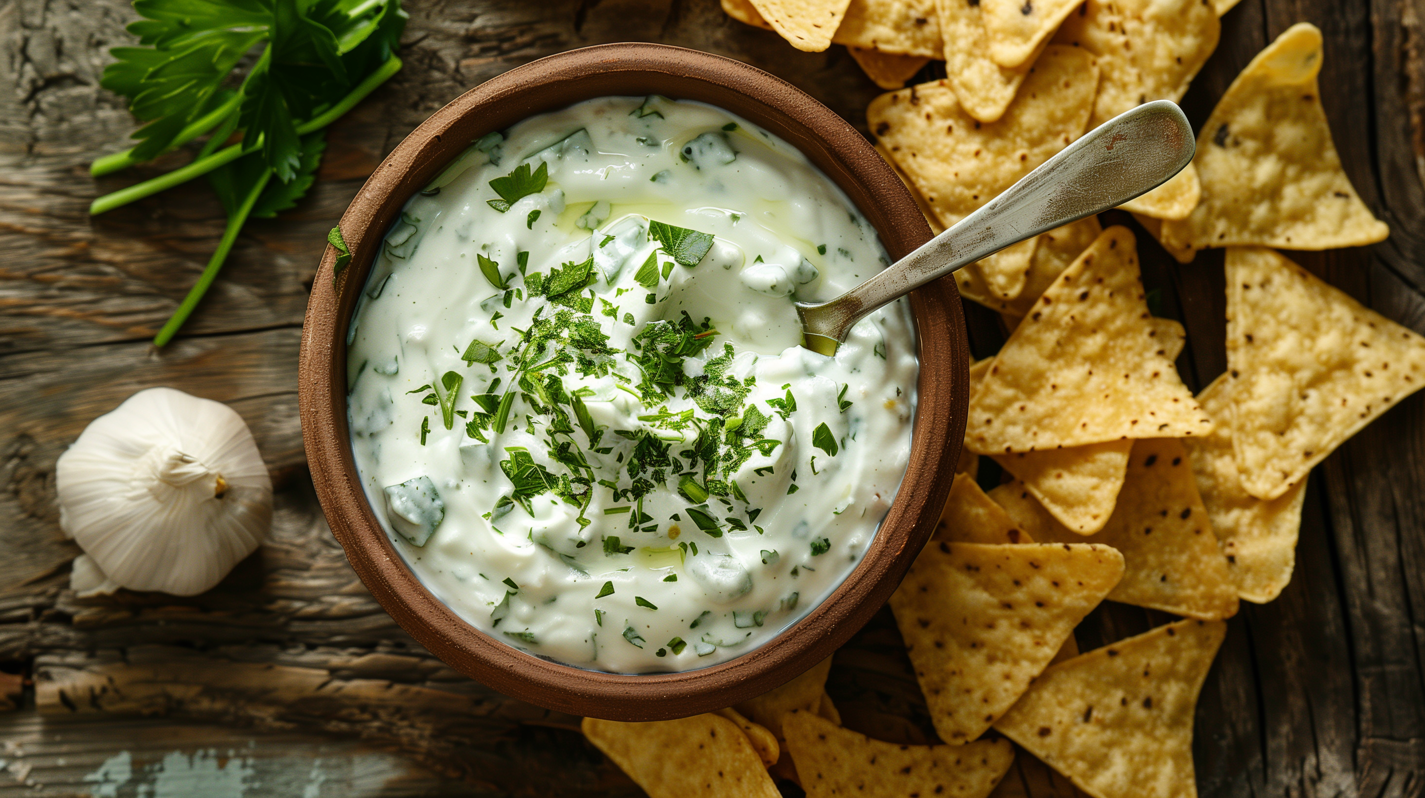 Herby Garlic Confit Yogurt Dip